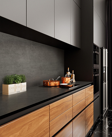 HPL Компакт плита Кедр 6684/S Cтромболи (Кристалл) 3050 х 608 х 12 мм. черная основа