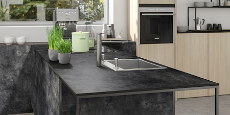 HPL Компакт плита Кедр 6880 S Черный Порторо (Кристалл) 3050 х 1220 х 12 мм. черная основа