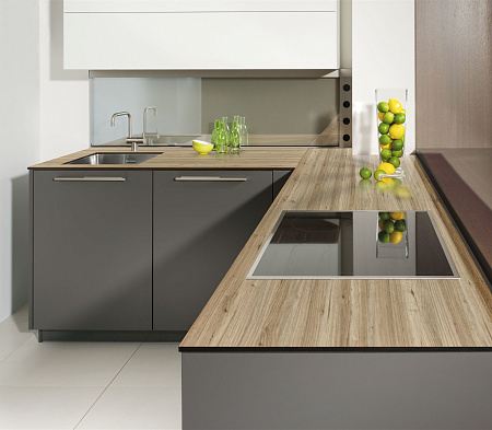 HPL Компакт плита Кедр 8434/GO  Дуб Палисанто (Крупная рустикальность) 3050 х 608 х 12 мм. черная основа